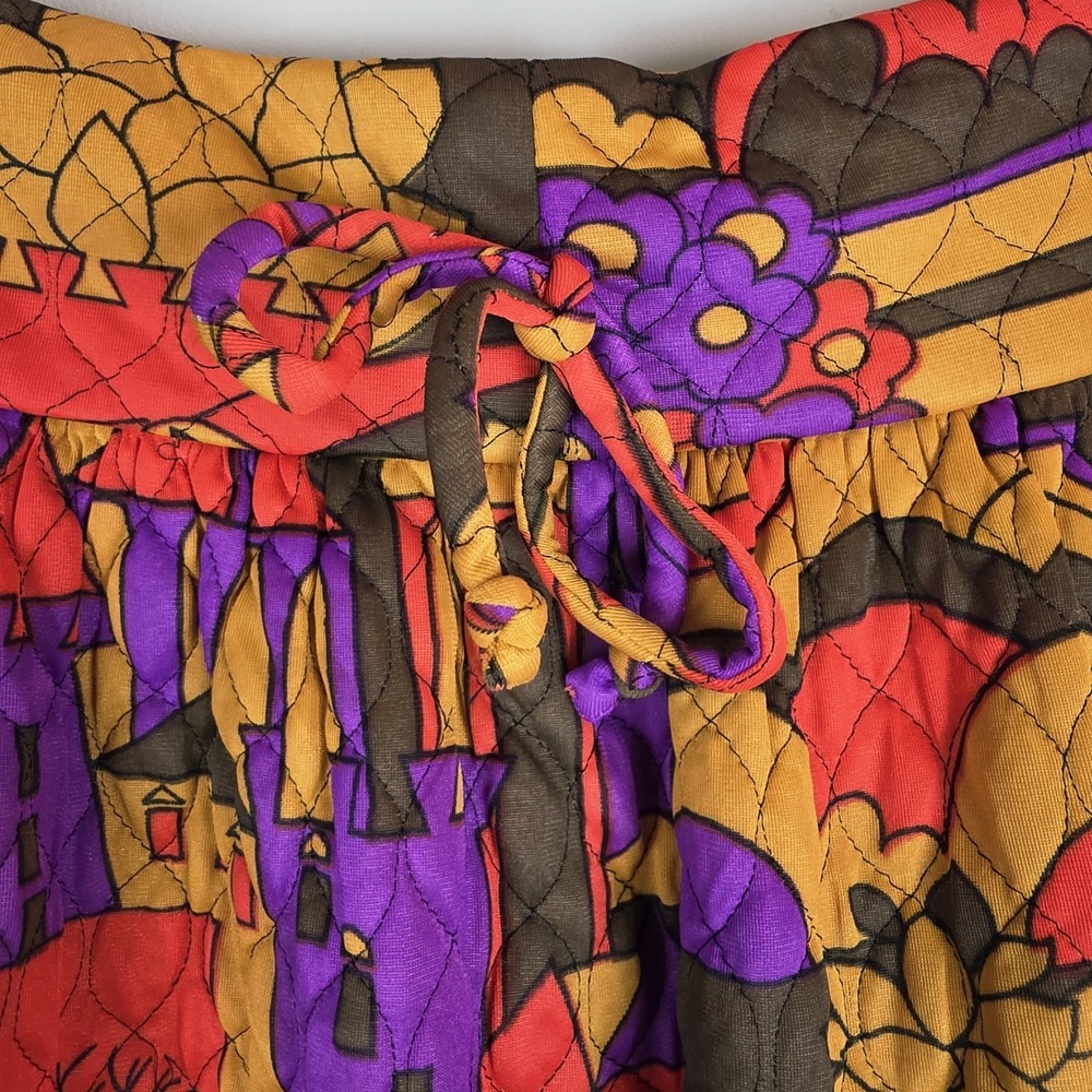 Vtg‎ Handmade Quilted Colorful Maxi Skirt 1970's Mod Floral Medium.E112 - Picture 9 of 11